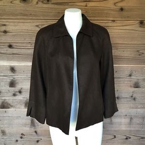 Talbots Petites Pure Irish Linen Open Blazer Jacket in Brown Size Medium Peite